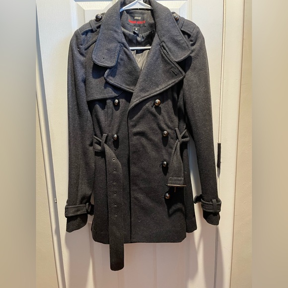 Miss Sixty Jackets & Blazers - Miss Sixty Charcoal Wool Blend Coat